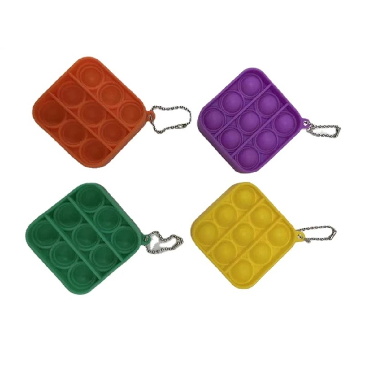 Mini Push Pop Bubble Fidget Toy Key Ring Square 1