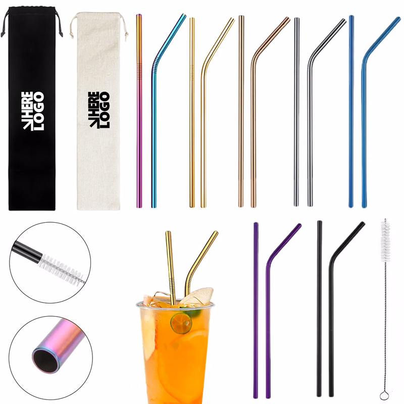 3 In 1 Reusable Stainless Steel Straw Set
