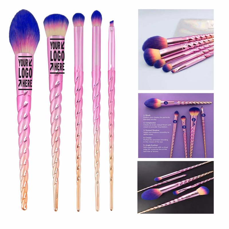 6 pc Unicorn Makeup Brush Set with Pouch