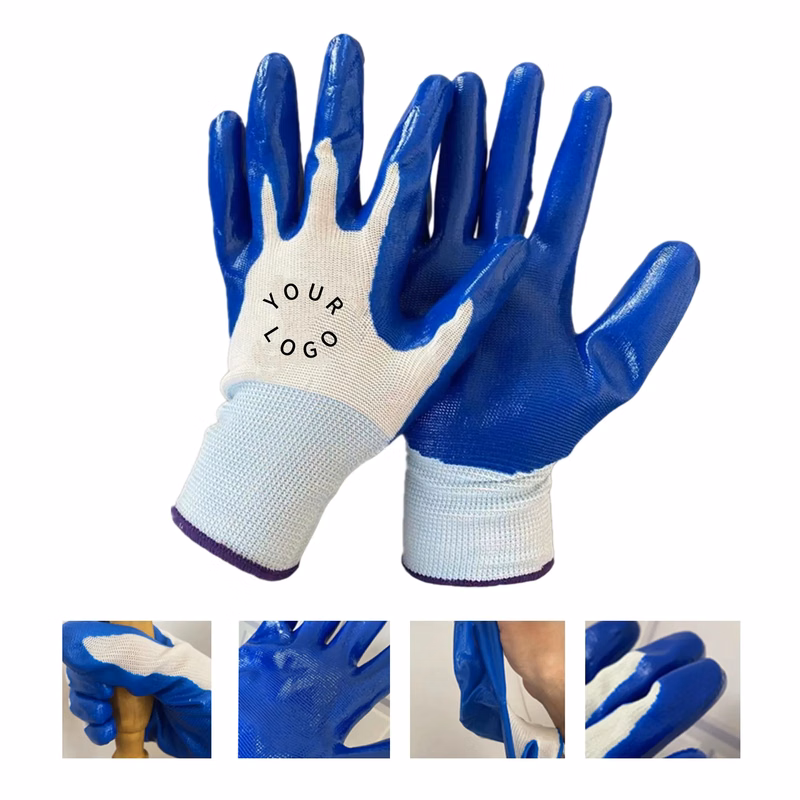Anti Slip Safety Gloves Nitrile Grip Polyester