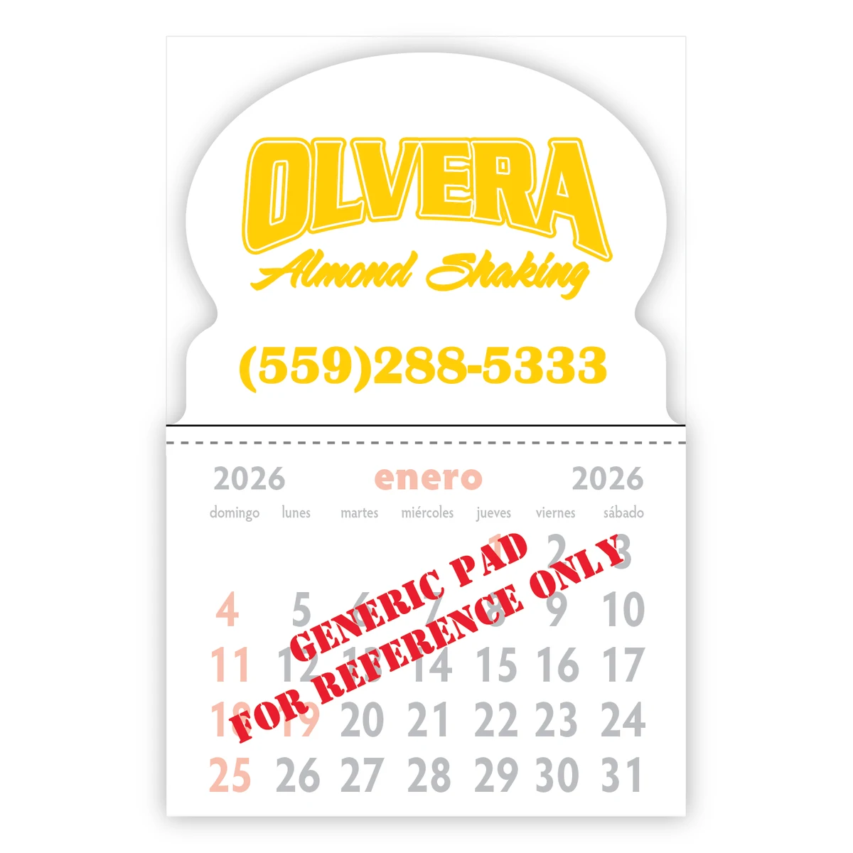 Designer Shaped Kwik-Stik 6 Mil Smooth Vinyl Spanish Calendar w/ Oval Top 1