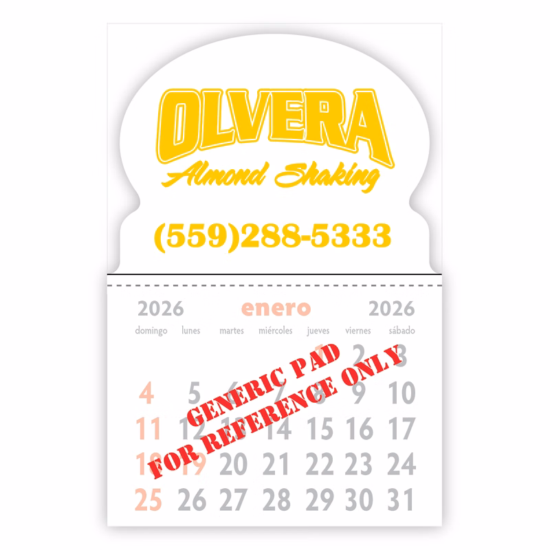 Designer Shaped Kwik-Stik 6 Mil Smooth Vinyl Spanish Calendar w/ Oval Top
