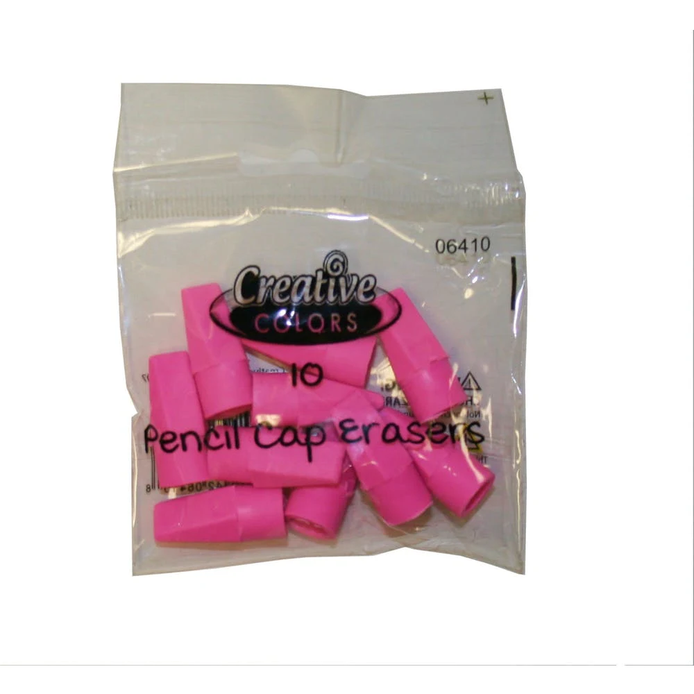 Pencil Cap Erasers - Pink 10 Count 1