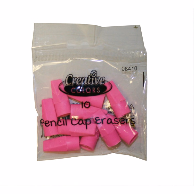 Pencil Cap Erasers - Pink 10 Count