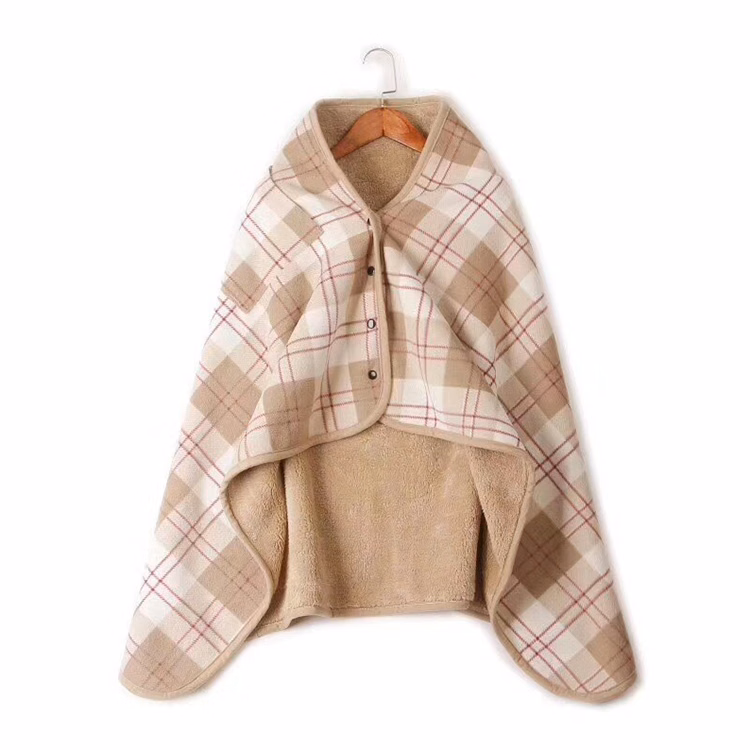 Fleece Wearable Blanket Poncho Throw With Buttons
