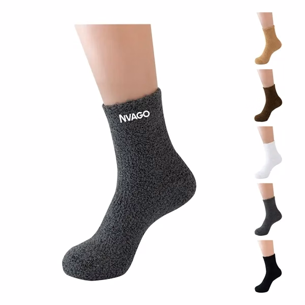 Custom Microfiber Fuzzy Slipper Socks with Elasticated Cuff — Comfort Footwear