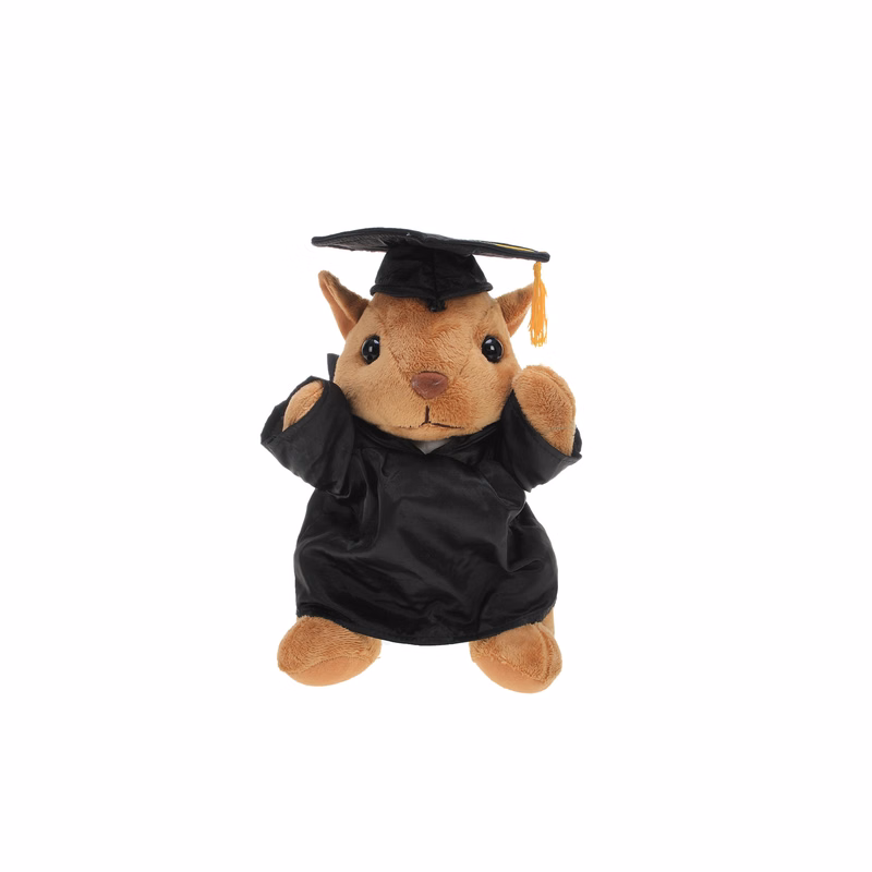 Soft Plush Sitting Squirrel with Graduation Cap & Gown