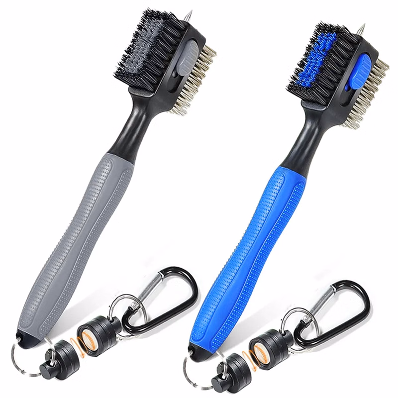 2 Sided Golf Club Clean Brush Retractable Cleaning Tool Kit