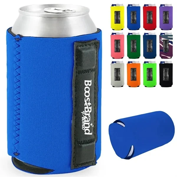 Custom 12 oz Neoprene Insulated Canvas Can Cooler with Handle — Beverage Essential, custom koozie with logo imprint 1