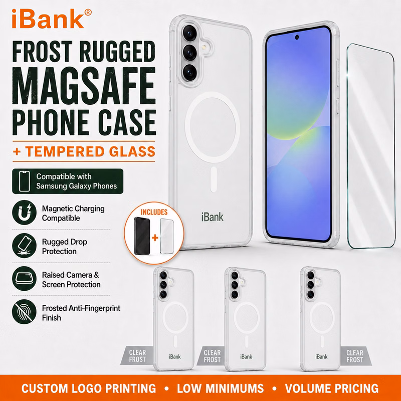 iBank® Mag Safe Shockproof Case + Tempered Glass compatible with Samsung Galaxy Phones