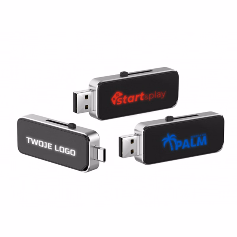 Light Up Dual Slide USB Flash Drive with OTG USB-C