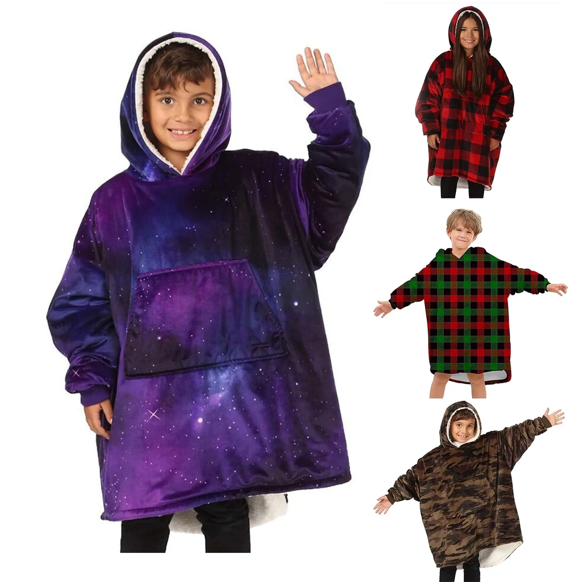 Oversized Kids Microfiber & Sherpa Wearable Blanket 1