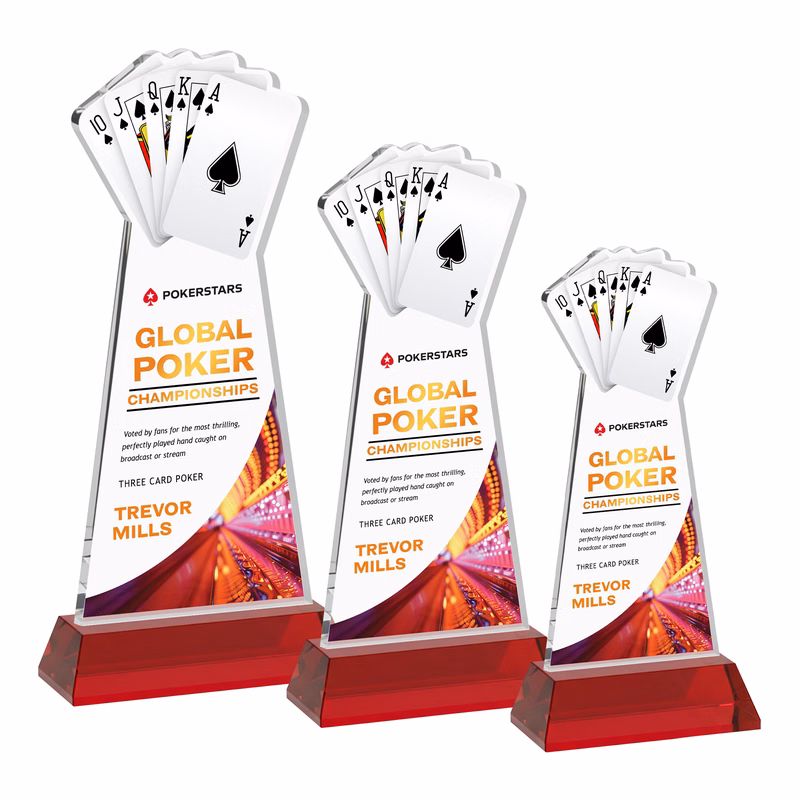 Poker VividPrint™ Award on Hartford Base - Red