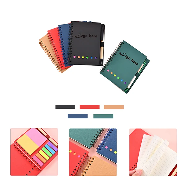 MOQ50 Custom Spiral Notebook With Pen And Sticky Notes 1