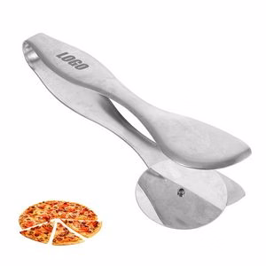 Stainless Steel Pizza Slicing Tongs with Integrated Cutter