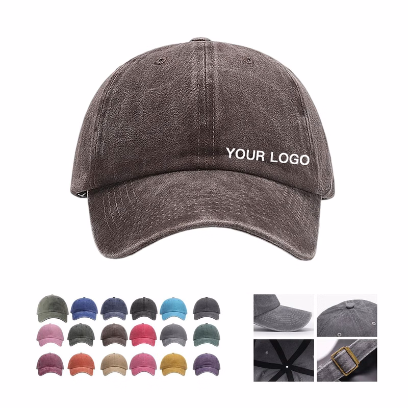 Classic Washed Cotton Cap with Embroidered Eyelets