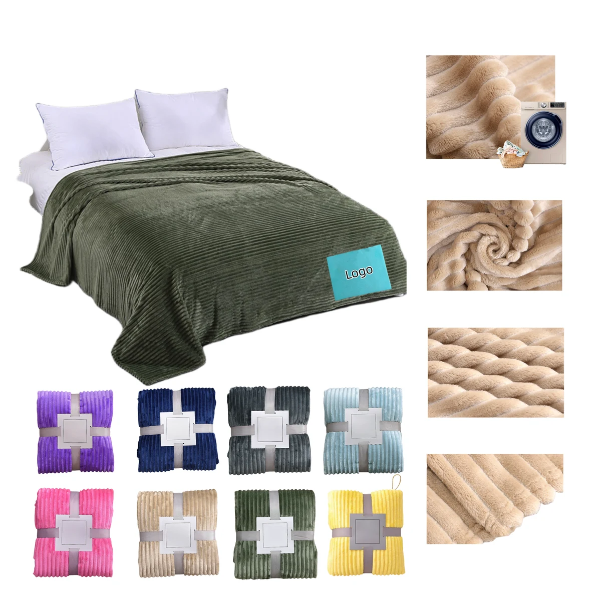 Solid Color Coral Fleece Blanket 1