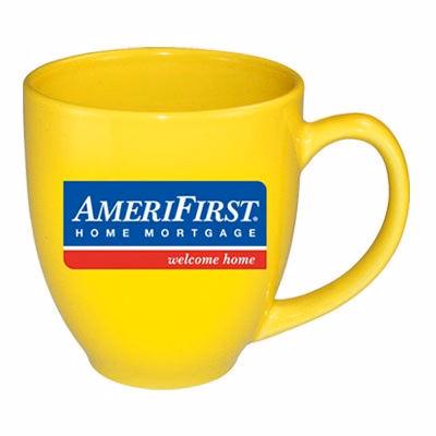 15 oz glossy vitrified bistro coffee mugs - Lemon Yellow