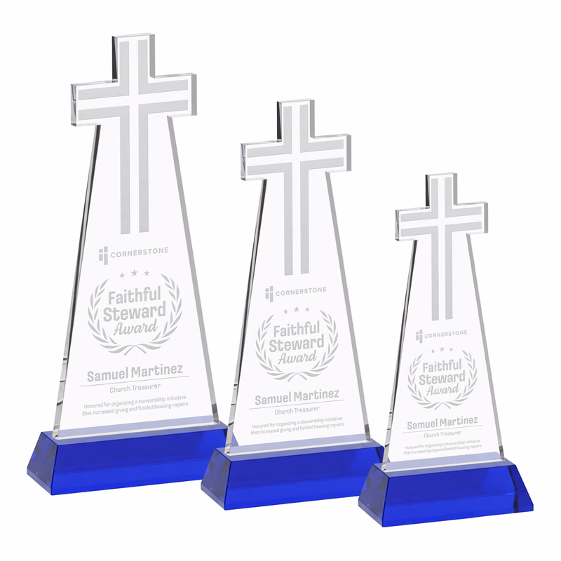 Cross Award on Hartford Base - Blue