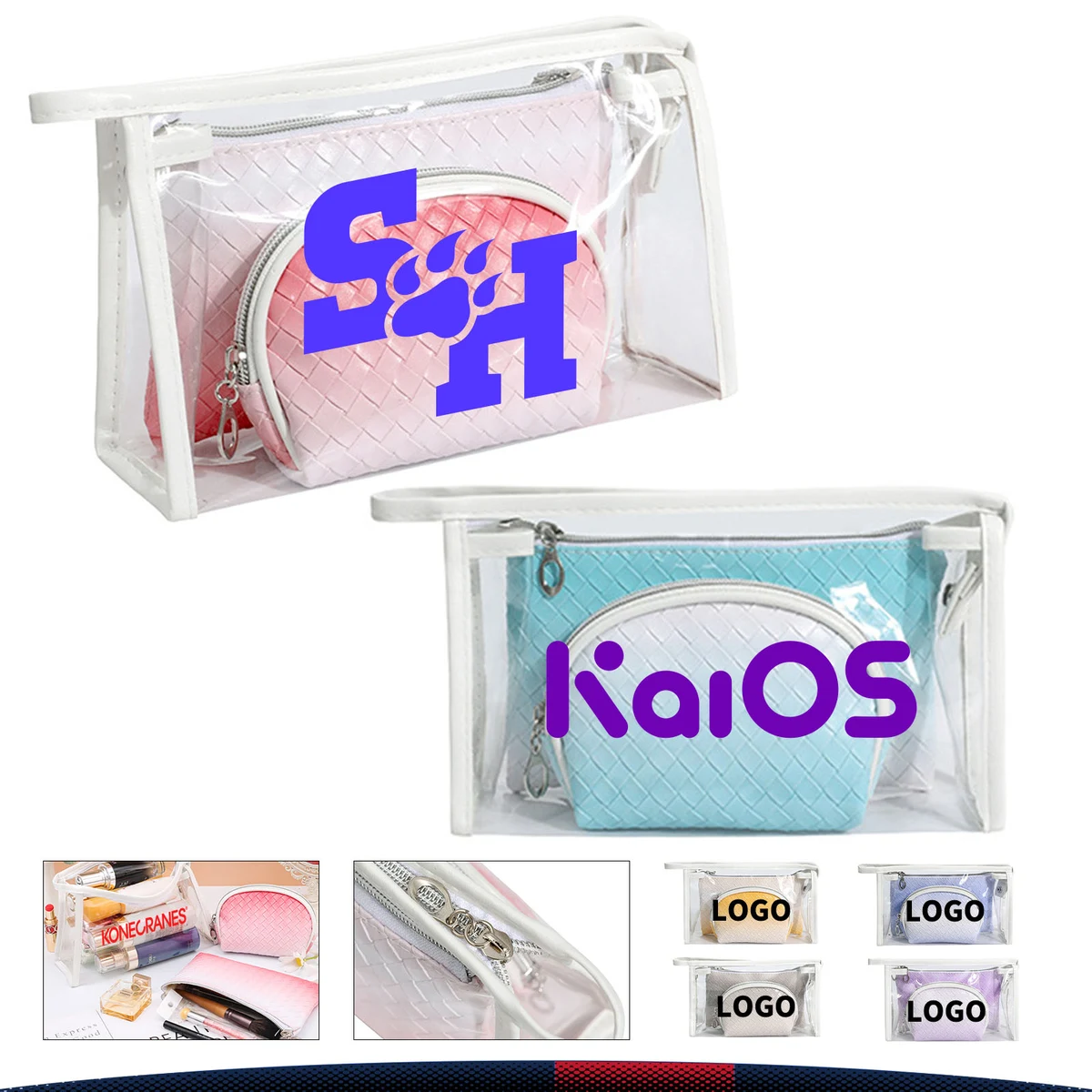 Woven Texture Makeup Bag Set 1