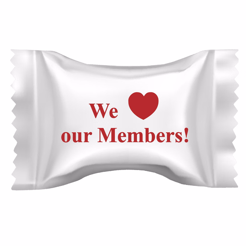 Soft Peppermints in a We Love Our Members Wrapper