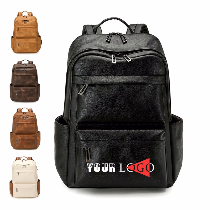 Minimalist Vegan Leather Travel Laptop Backpack