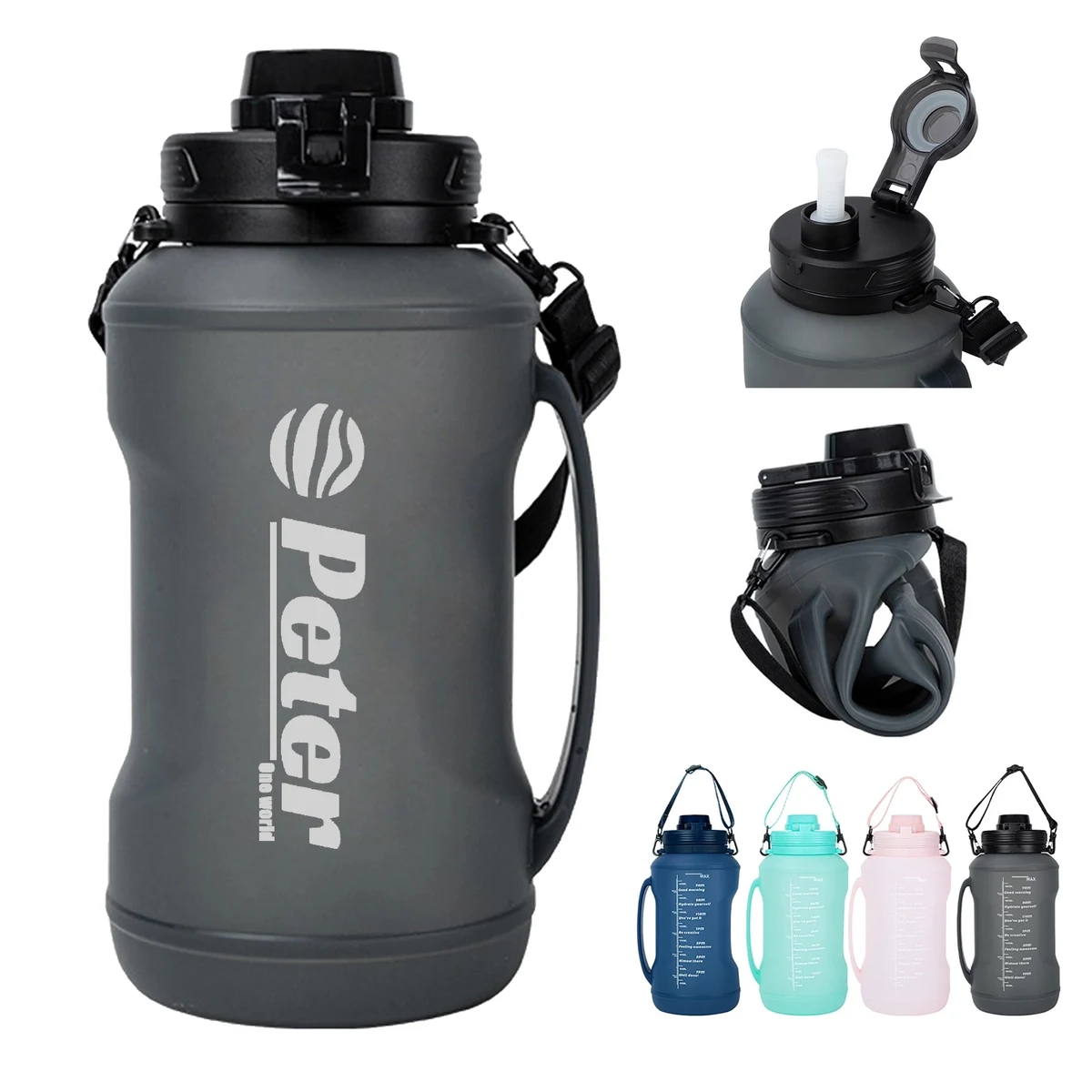 2L Collapsible Water Bottle With Time Marker 1