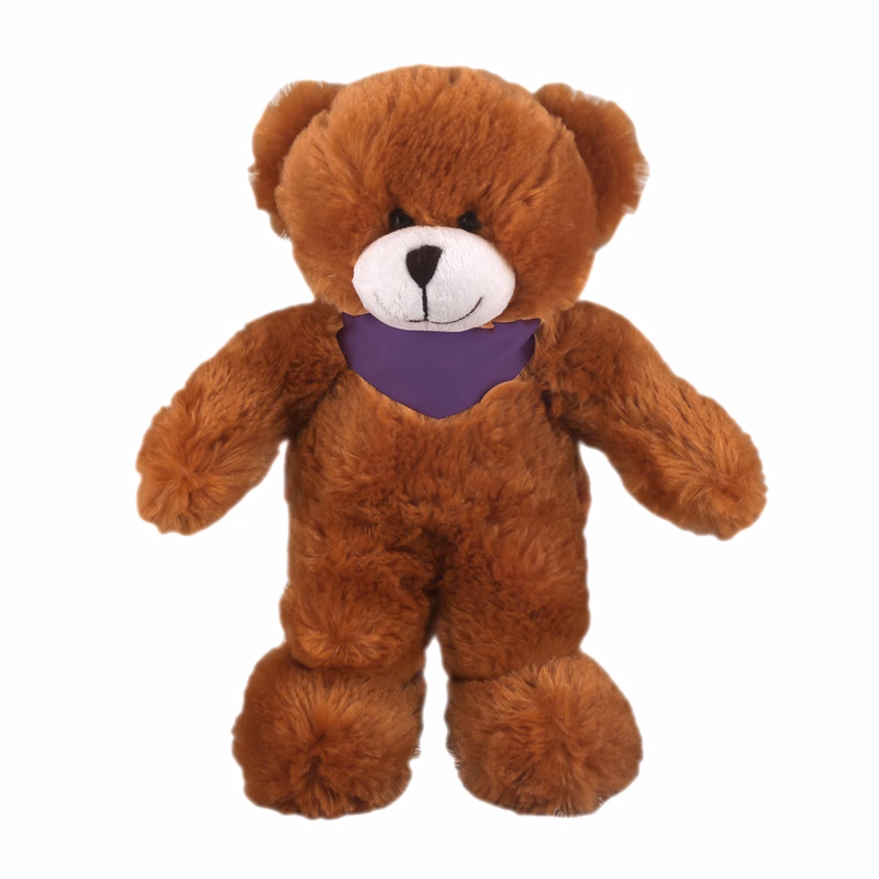 Soft Plush Stuffed Mocha Teddy Bear with Bandana