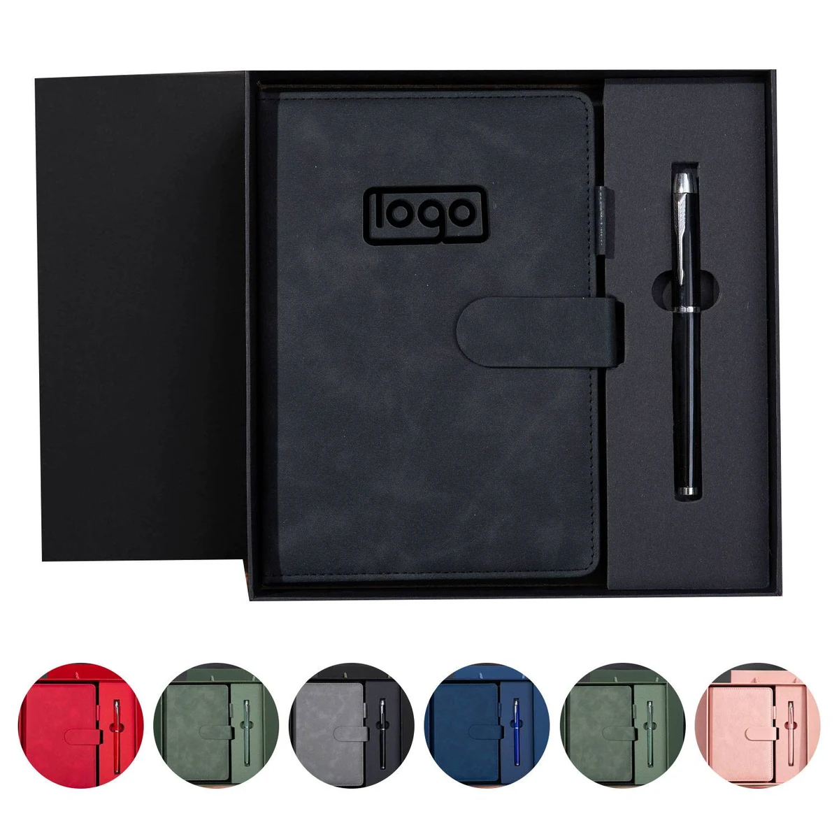 200-Page A5 Genuine Leather Notebook Pen Gift Set 1