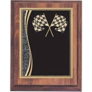 6" x 8" Cherry Finish Plaque with a Racing Designer Plate 1