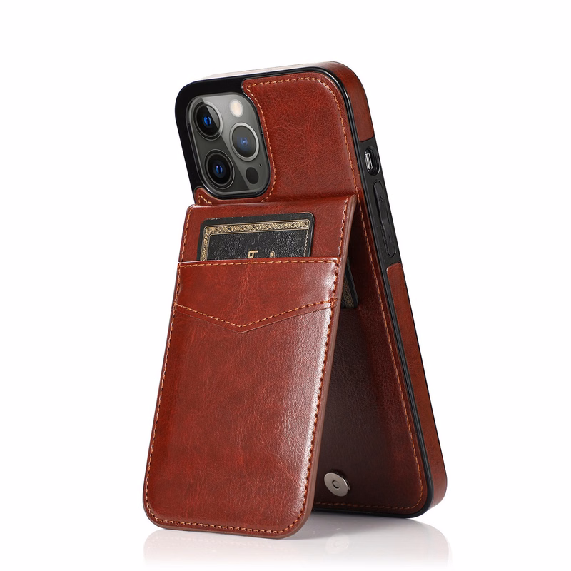 PU Leather Card Holder Phone Case With Phone Stand