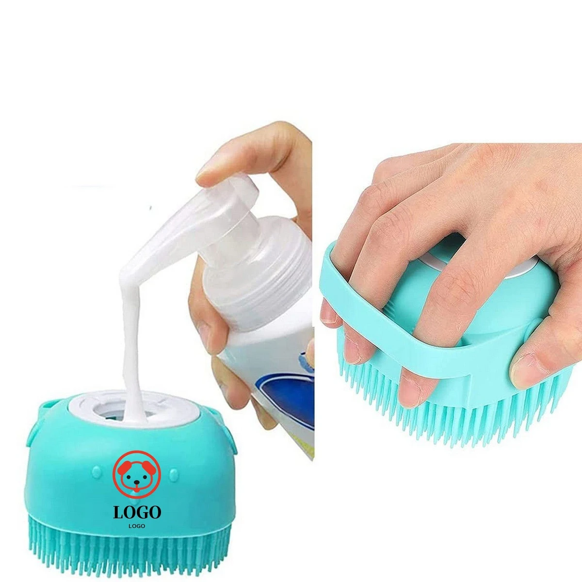 Pet Bath Silicone Brush With Soap And Shampoo Dispenser 1