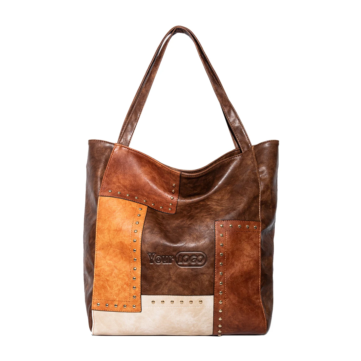 Large PU leather Tote Shoulder Bag, custom tote bag with logo imprint 1