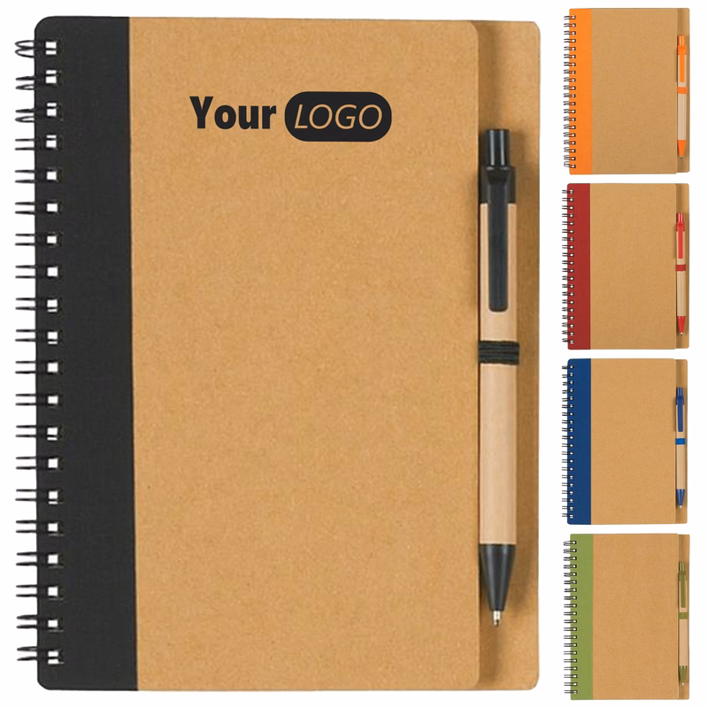 Kraft Paper Splicing Cover With Pen Notebook