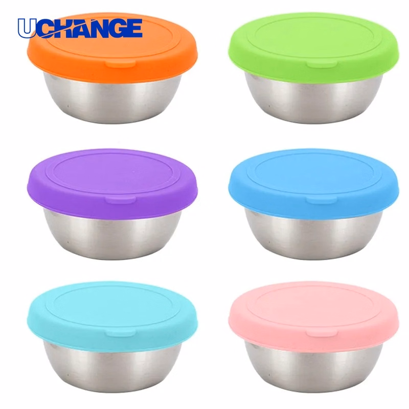 Stainless Steel Sauce Cup Container with Silicone Cover