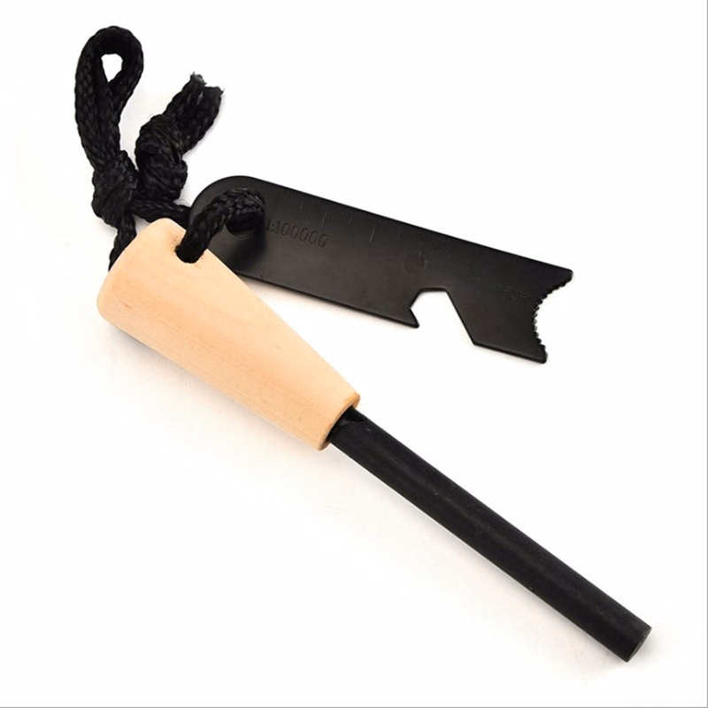Wood Fire Starter Flint with Wooden Handle and Striker