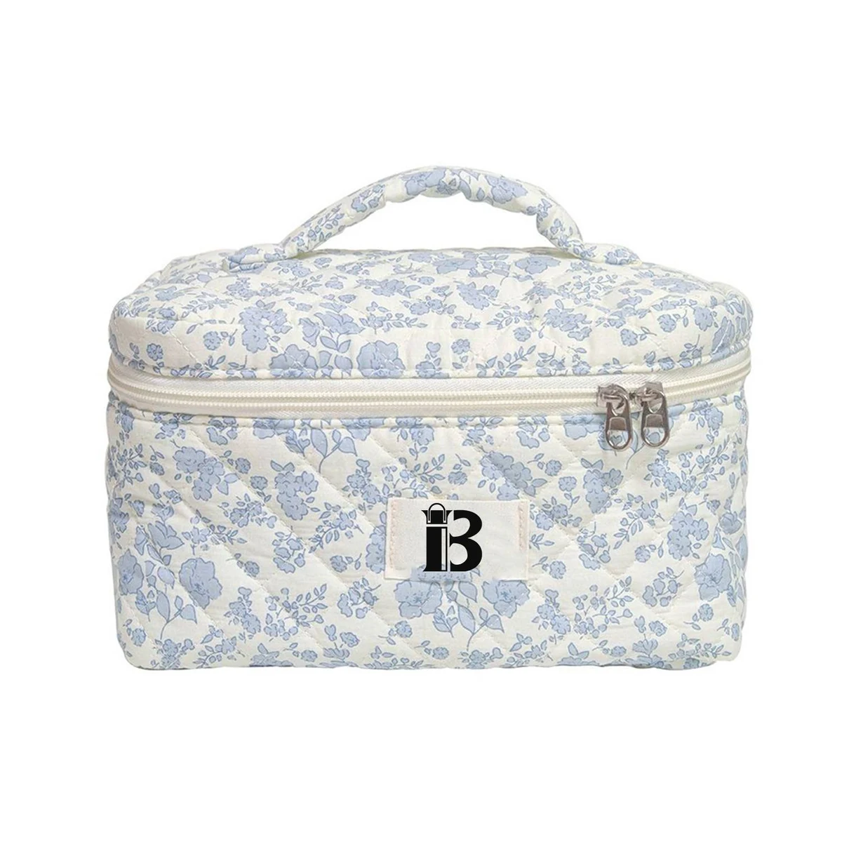 Portable Quilted Floral Makeup Bag – Durable Polyester 1