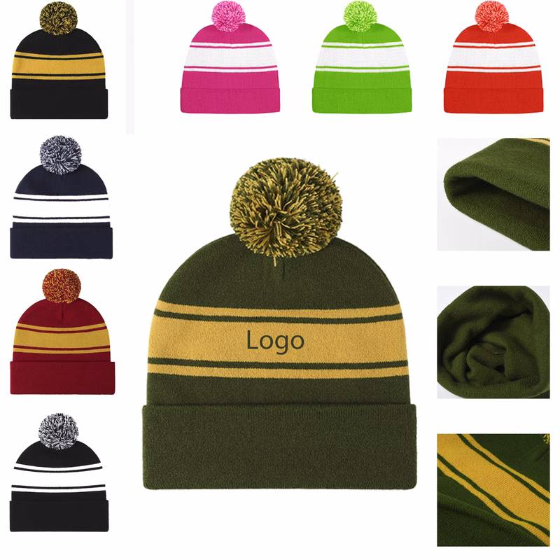 Winter Thick Cable Knit Beanie Pom Hat Ball Cap