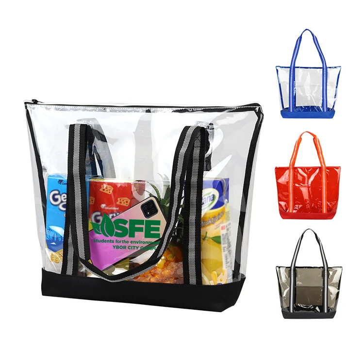 Clear Zipper Striped Tote bag 1
