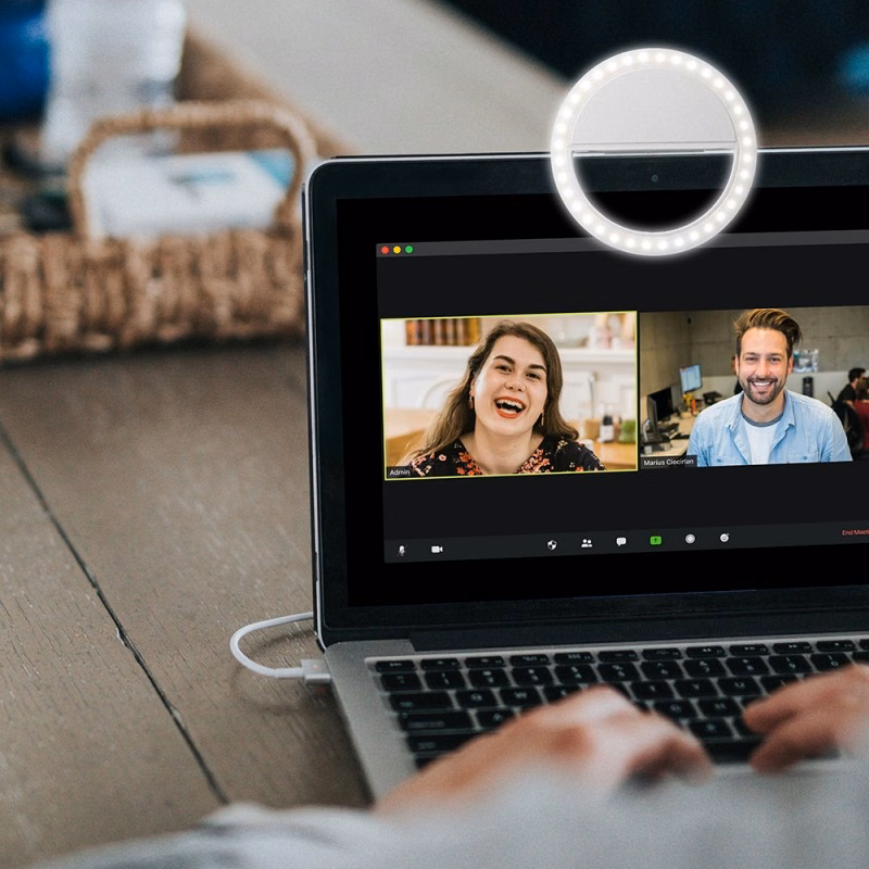 Rechargeable, Adjustable Led Ring Light for Zoom meeting and other video conference