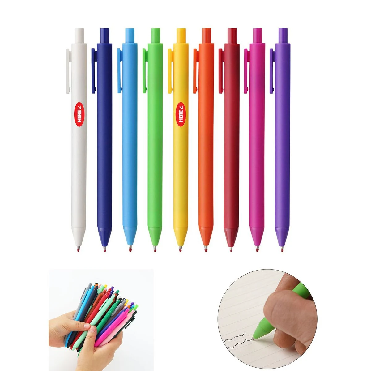 Retractable Colored Signature Ballpoint Pens, custom pen with logo imprint 1