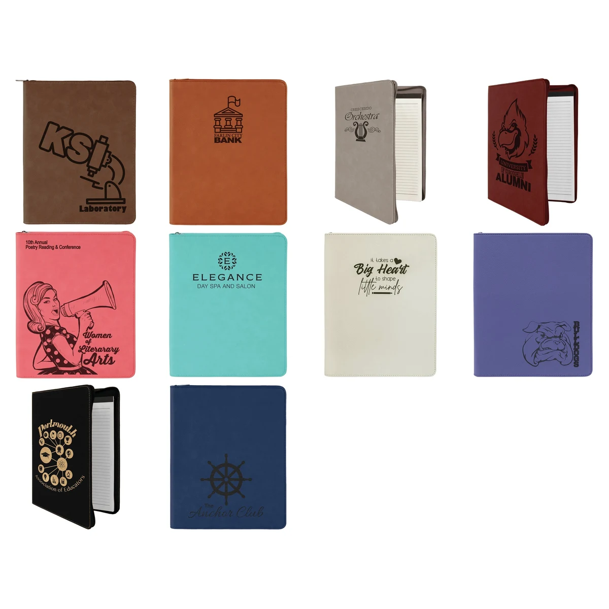 9 1/2" x 12" With Zipper Leatherette Portfolio with Notepad 1