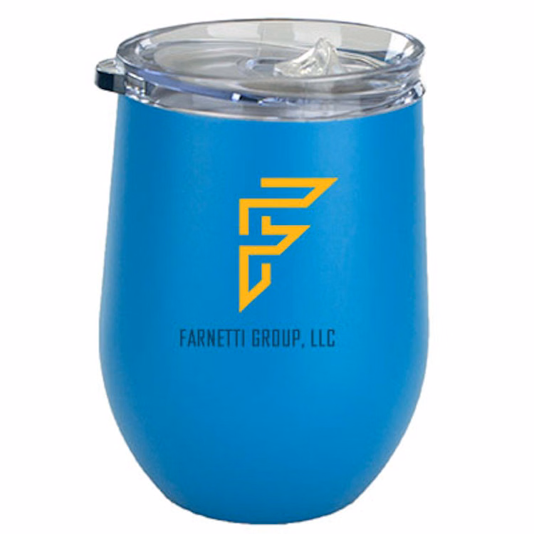 12 oz Albany Hawaiian Blue Matte Satin Vacuum Insulated Stainless Steel Stemless Wine