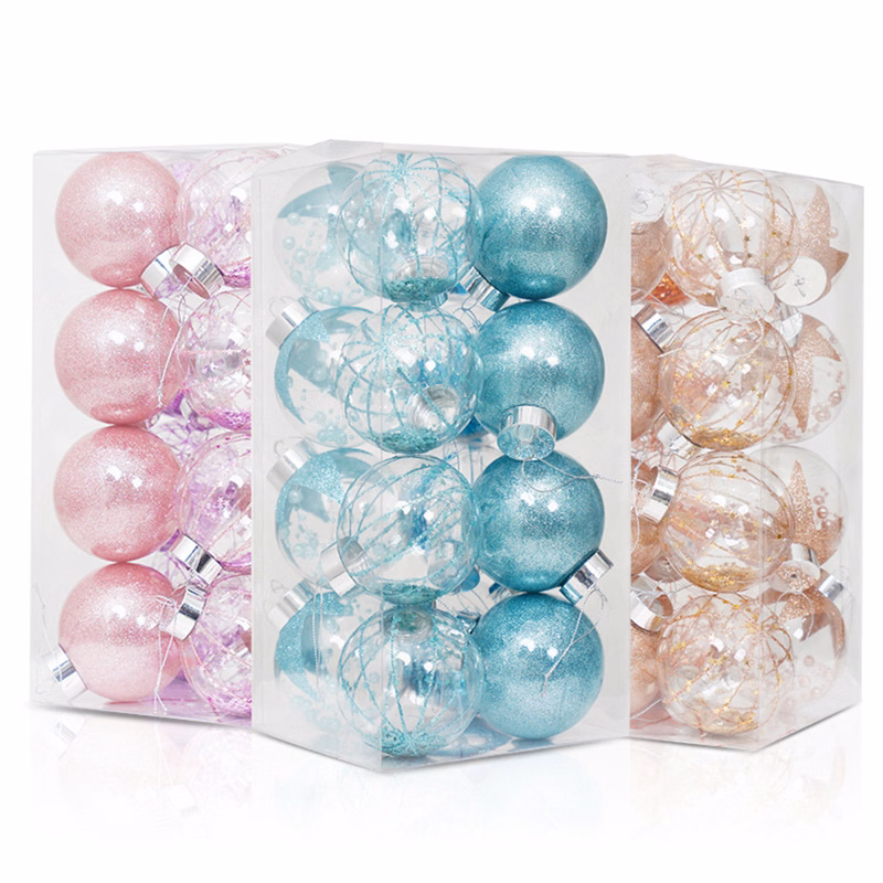 Christmas Tree 16pcs 8cm Transparent Decorative Colored Balls
