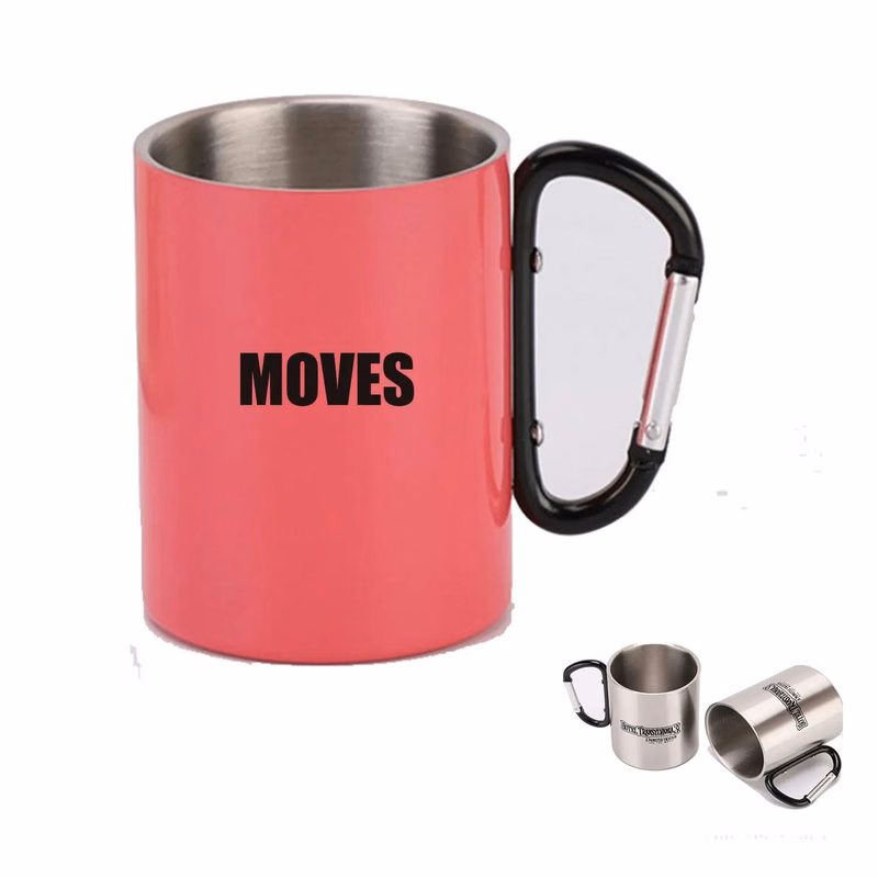 13 Oz Stainless Steel Coffee Mug With Carabiner Handle