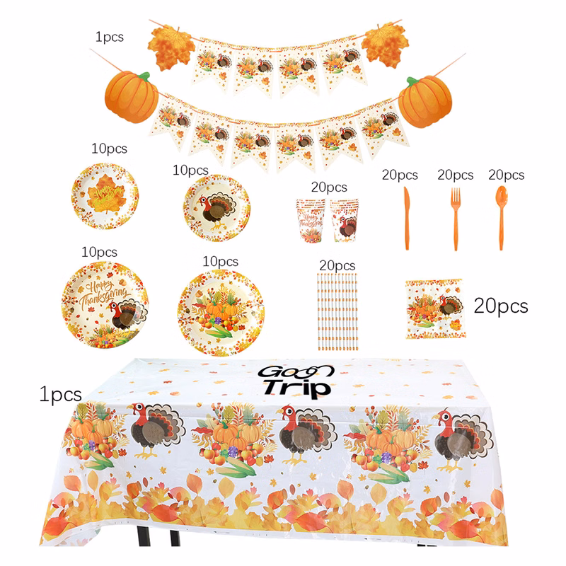 Thanksgiving Party Decoration and Tableware Set