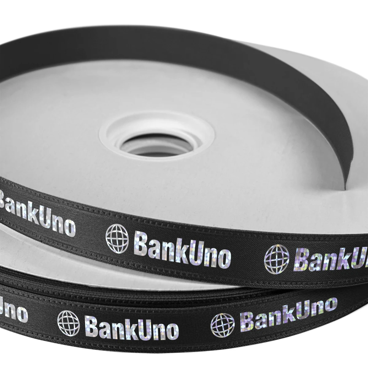5/8" Badge Satin Ribbon - 50yd Roll - Foil Print 1