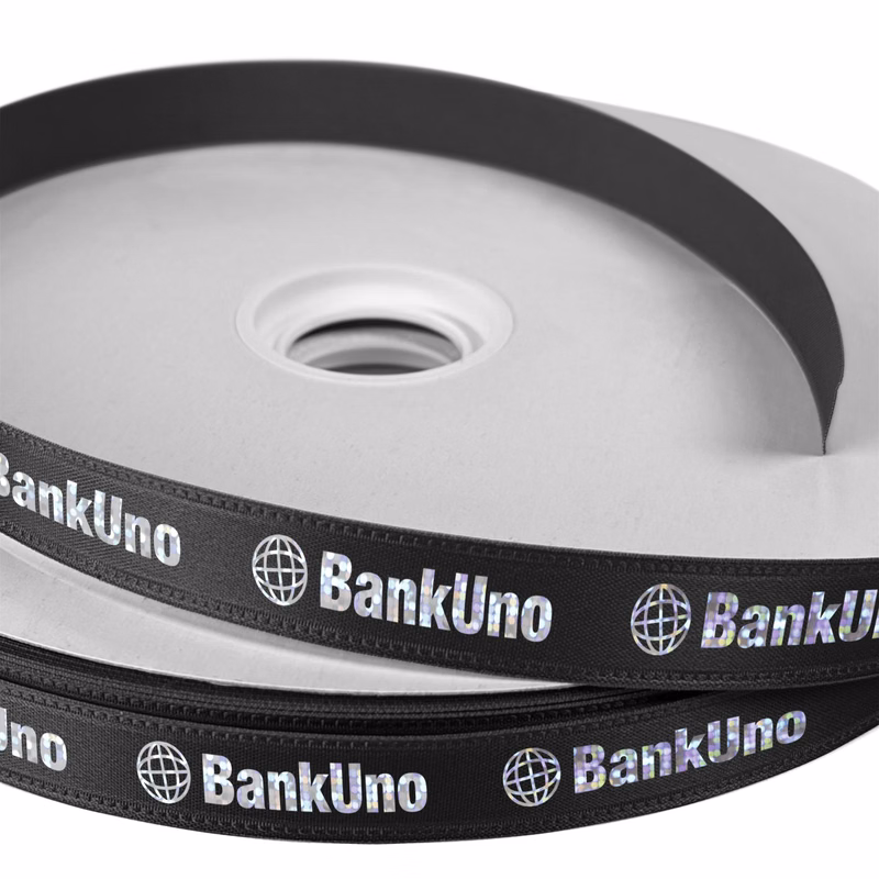 5/8" Badge Satin Ribbon - 50yd Roll - Foil Print