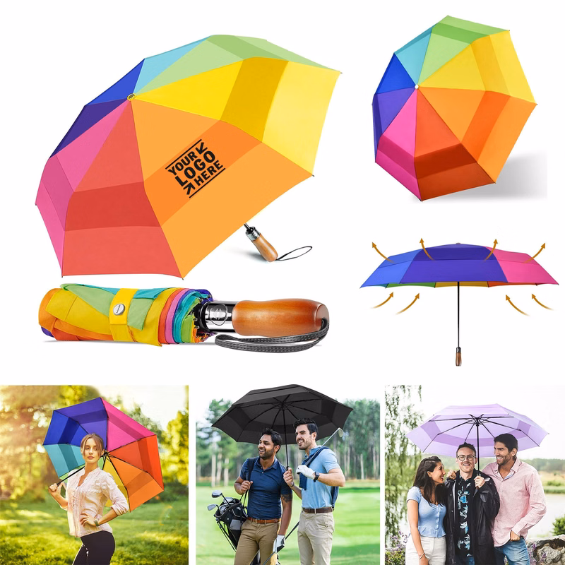 Travel Windproof Oversized Auto Open Close Folding Large Compact Golf Umbrella
