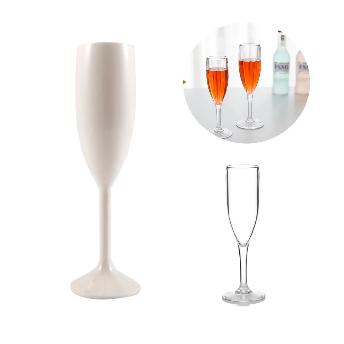 Acrylic High Clear/White Champagne Glass 1